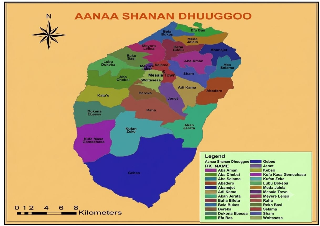 Kartaa Bulchiinsaa fi Gandoota Aanaa Shanan Dhuuggoo